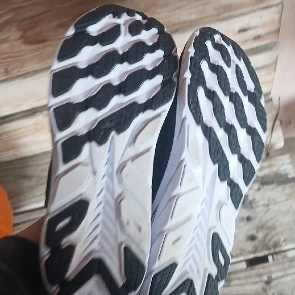 HOKA Clifton 8 Black and White Athletic Shoes
