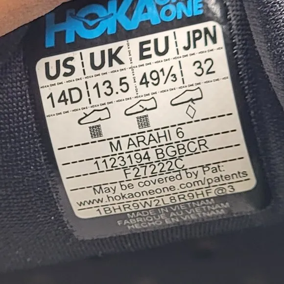 Hoka One One Arahi 6 Mens 14 Blue Running Sneakers Shoes 1123194 BGBCR