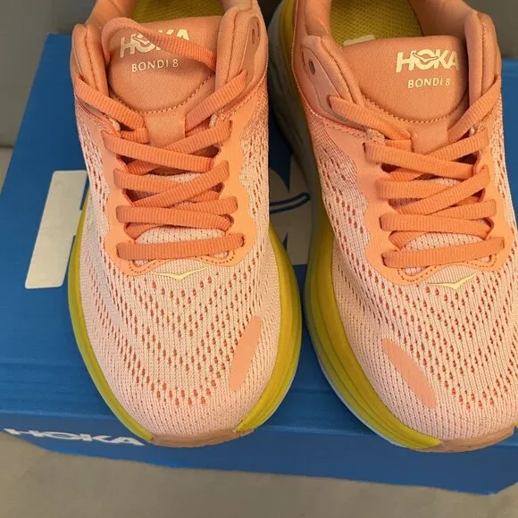 Hoka One One Bondi 8 Coral Peach Sneakers Shoes