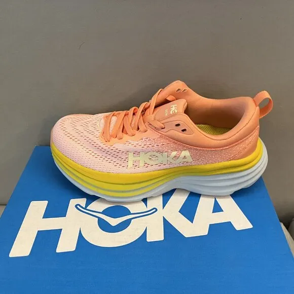 Hoka One One Bondi 8 Coral Peach Sneakers Shoes