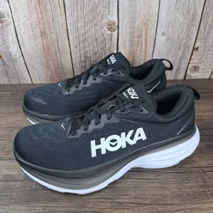 Hoka One One Bondi 8 Running Shoes Women's Sz 9 B Black White (VGC)