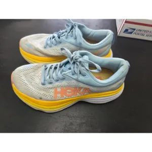 Hoka One One Bondi 8 Shoes Womens 6 B Ocean Blue Pink Running Athletic Sneakers