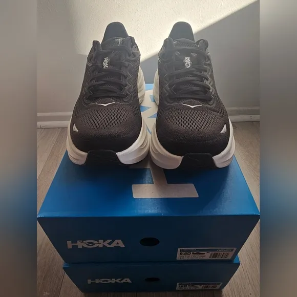Hoka One One Bondi 9 Black White Running Shoes US Men's Size 9, 9.5, 10