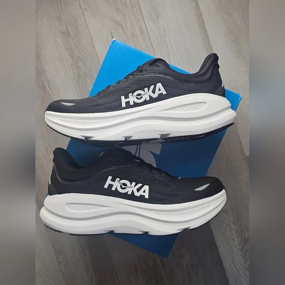 Hoka One One Bondi 9 Black White Running Shoes US Men's Size 9, 9.5, 10