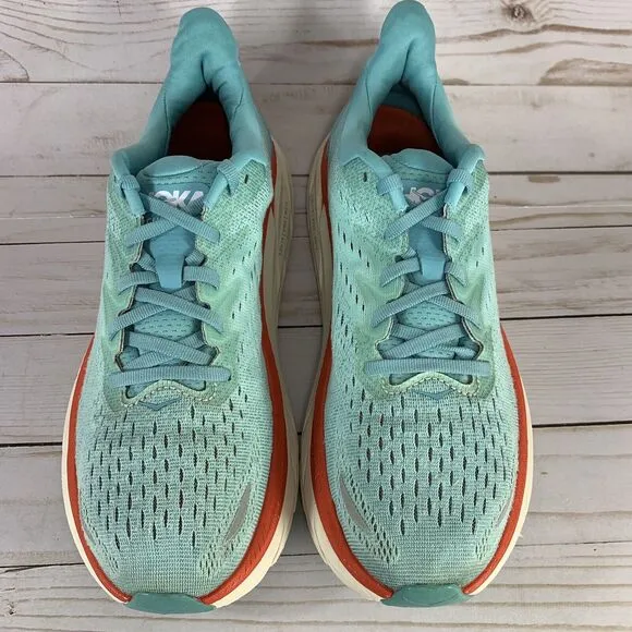 Hoka One One Clifton 8 Running Shoes Womens Size 9 B Aquarelle Eggshell Athletic