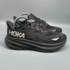 Hoka One One Clifton 9 GTX Women's 8 Black Athletic Running Sneakers Lace-Up
