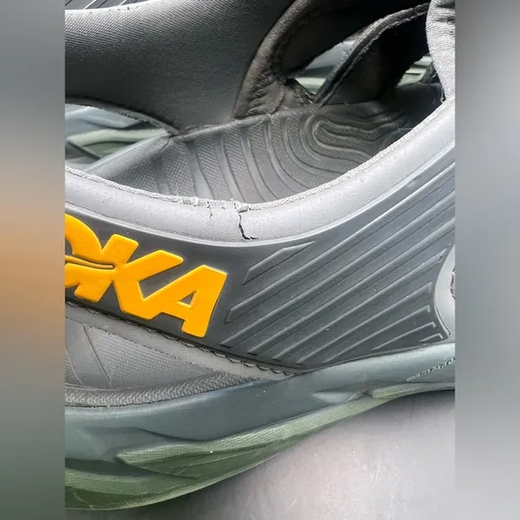 Hoka One One Gray and Yellow Athletic Shoes