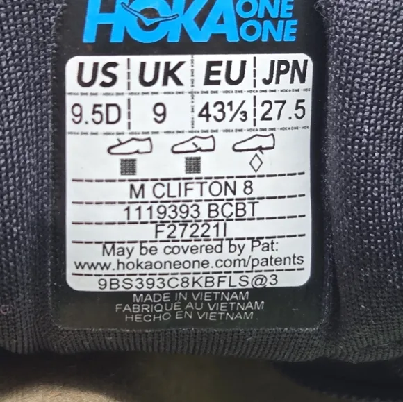 Hoka One One Mens Clifton 8 1119393 BCBT Green Running Shoes Men’s Size 9.5