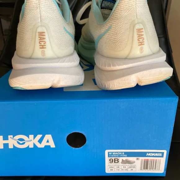 Hoka Women's Mach 8 Running Shoes - White and Teal