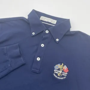 Holderness &amp; Bourne Shirt Mens Medium Blue Solid Long Sleeve Golf 2023 Ryder Cup