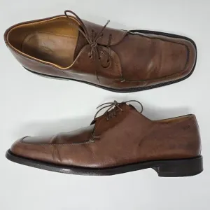HUGO BOSS ITALY BROWN LEATHER SQUARE APRON TOE DERBY SHOES MENS SIZE 11 US