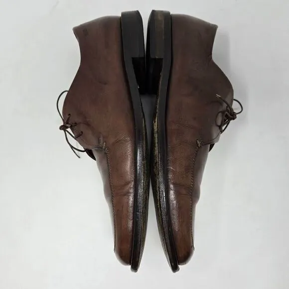 HUGO BOSS ITALY BROWN LEATHER SQUARE APRON TOE DERBY SHOES MENS SIZE 11 US