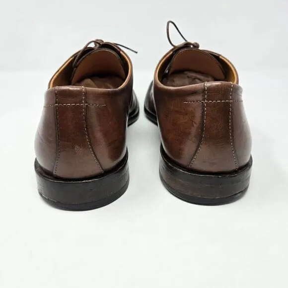 HUGO BOSS ITALY BROWN LEATHER SQUARE APRON TOE DERBY SHOES MENS SIZE 11 US