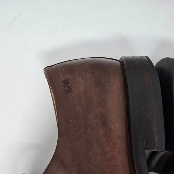 HUGO BOSS ITALY BROWN LEATHER SQUARE APRON TOE DERBY SHOES MENS SIZE 11 US