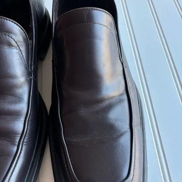 HUGO BOSS MENS LOAFERS DARK BROWN  DRESS SHOES SIZE 9.5 MADE IN ITALY