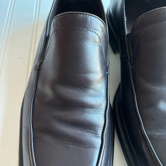 HUGO BOSS MENS LOAFERS DARK BROWN  DRESS SHOES SIZE 9.5 MADE IN ITALY