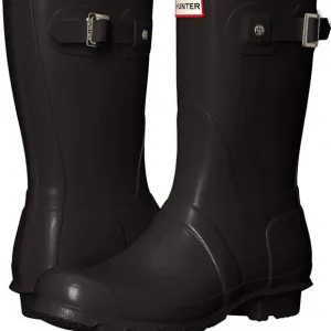 Hunter Black Winter Rain Boots with Adjustable Buckle