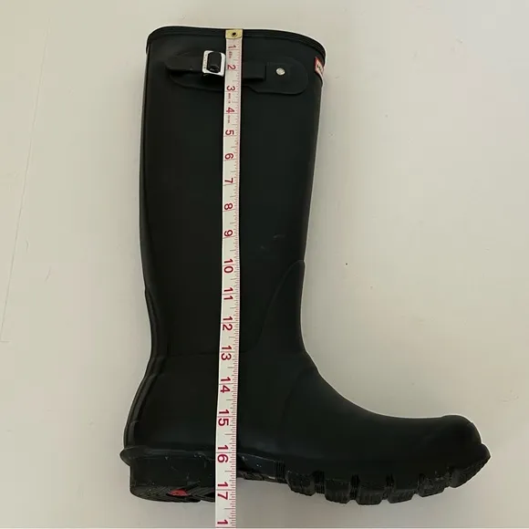 Hunter Original Classic Black Matte Rubber Tall Rain Winter Boots Size 10