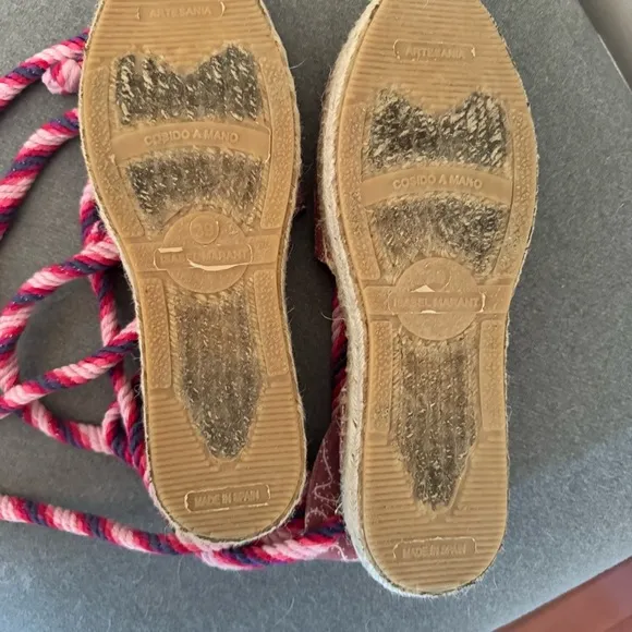 ISABEL MARANT Pattern Lace Up Pink Espadrille Sandals