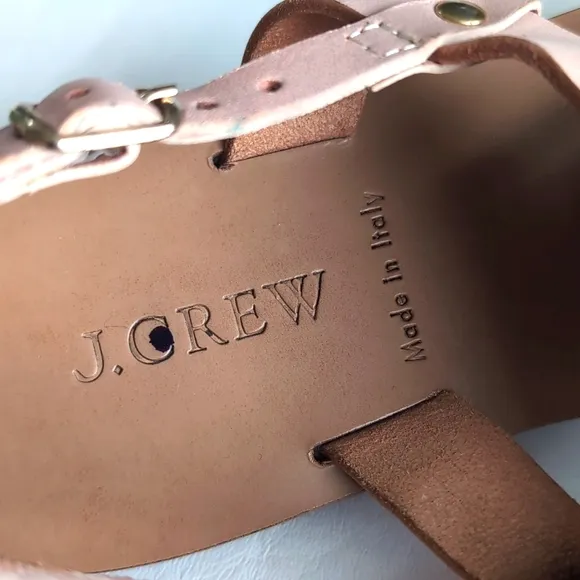 J Crew Dusty Pink Leather Fringe Flat Gladiator-ish Sandals Women's Size 7