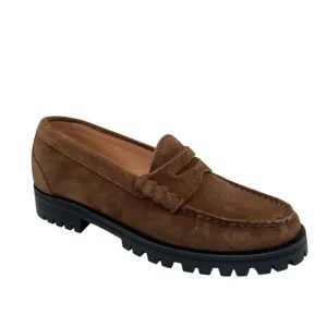 J. Crew Winona Lug Sole Penny Loafers Flats 5.5 Suede Rich Coffee Brown BP306