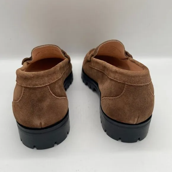 J. Crew Winona Lug Sole Penny Loafers Flats 5.5 Suede Rich Coffee Brown BP306
