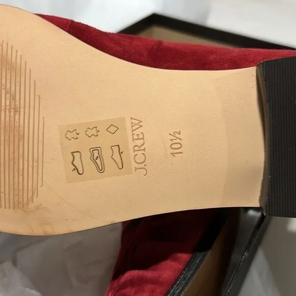 J. Crew ce823 Red Maison ruched loafers suede mismatched sizes 10.5./11 NWT