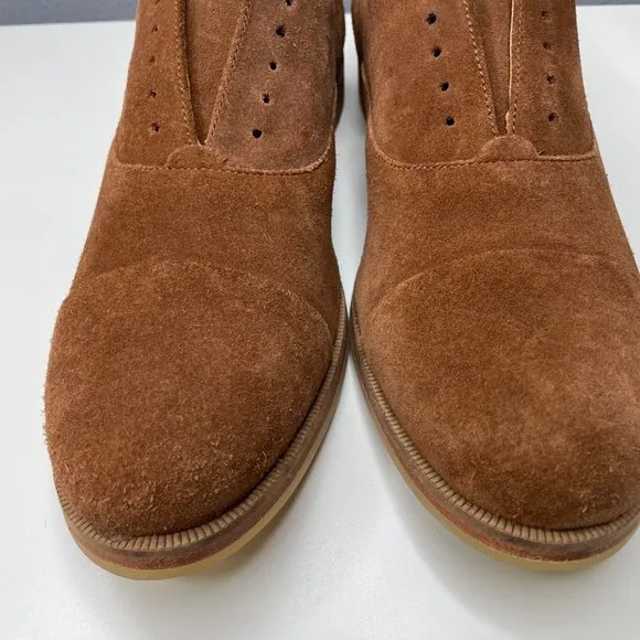J SHOES buck laceless suede loafers in brandy size 9.5