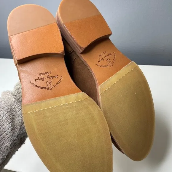 J SHOES buck laceless suede loafers in brandy size 9.5