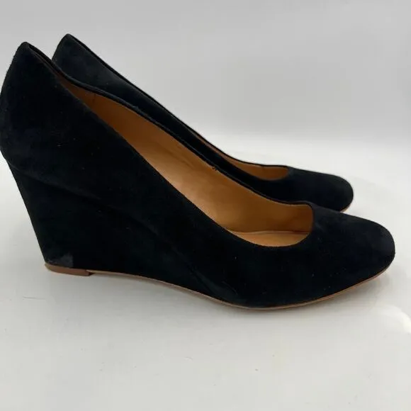J.Crew Sylvia Black Suede Women Wedges Shoes Size 8