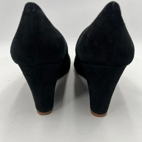 J.Crew Sylvia Black Suede Women Wedges Shoes Size 8