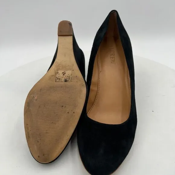 J.Crew Sylvia Black Suede Women Wedges Shoes Size 8