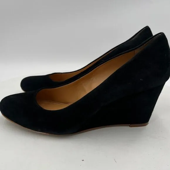 J.Crew Sylvia Black Suede Women Wedges Shoes Size 8
