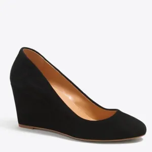 J.Crew Sylvia Black Suede Women Wedges Shoes Size 8