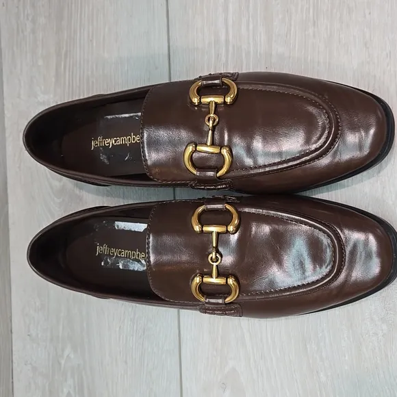 Jeffrey Campbell By Free People Women Brown Loafers with Gold Accent 8.5