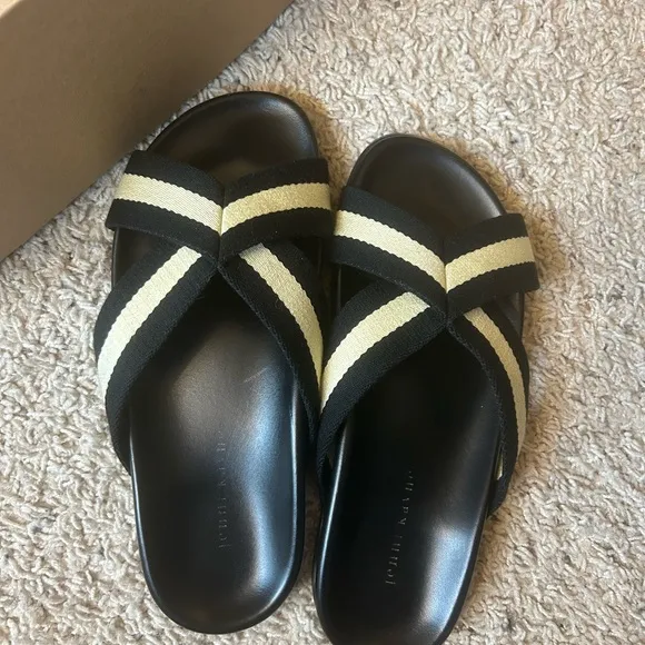 Jenni Kayne Black and Cream Sandals