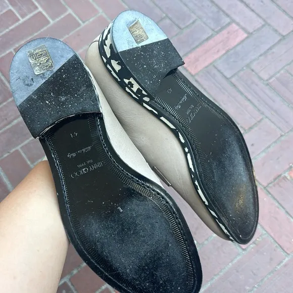 Jimmy Choo grey leather shoes with spotted funky soles. Size 43 EU