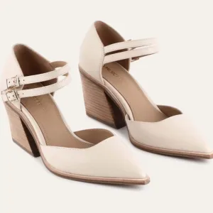 JO MERCER FLORA MID HEEL SHOES OFFWHITE LEATHER - 7.5