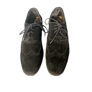 John Varavatos USA Men's Black Suede Brouge Oxford Shoes Size 10