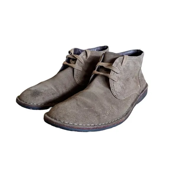 John Varvatos Chukka Boots Men's Gray Suede Leather Lace Up Ankle Size 9.5 M