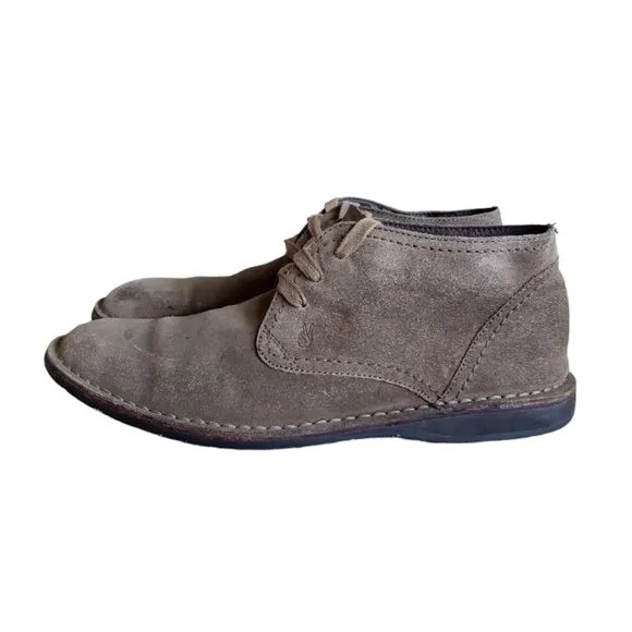 John Varvatos Chukka Boots Men's Gray Suede Leather Lace Up Ankle Size 9.5 M