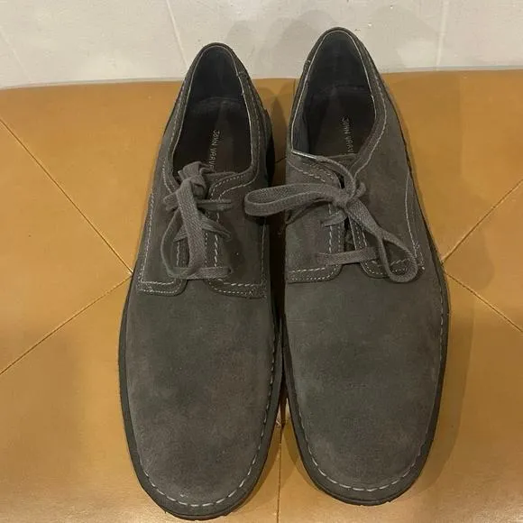 John Varvatos Lace-Up Oxford Shoes Mens Size‎ 12M Gray Suede Leather Plain Toe
