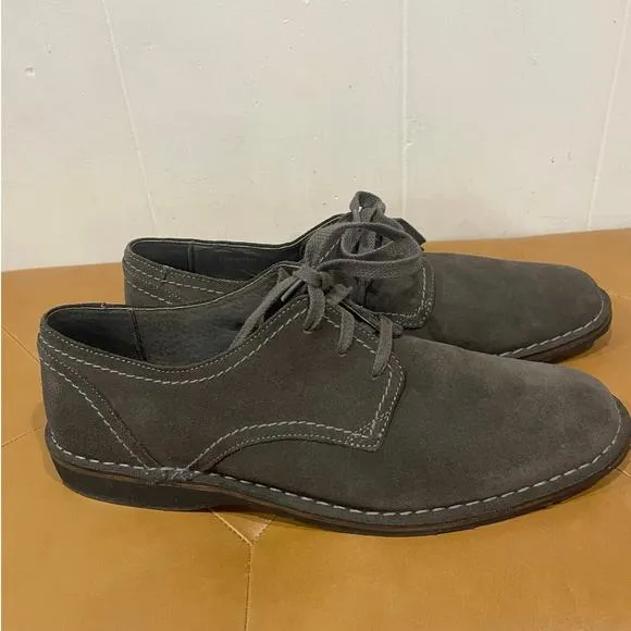 John Varvatos Lace-Up Oxford Shoes Mens Size‎ 12M Gray Suede Leather Plain Toe