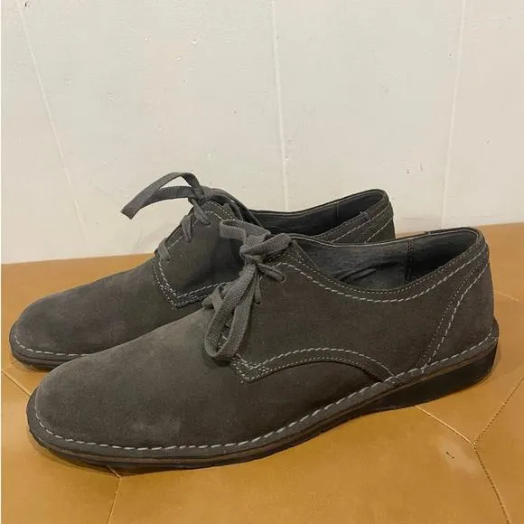 John Varvatos Lace-Up Oxford Shoes Mens Size‎ 12M Gray Suede Leather Plain Toe