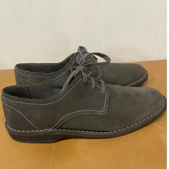 John Varvatos Lace-Up Oxford Shoes Mens Size‎ 12M Gray Suede Leather Plain Toe