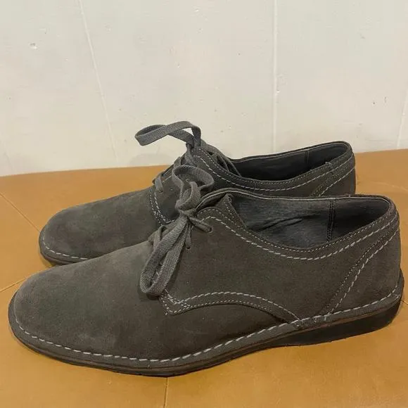 John Varvatos Lace-Up Oxford Shoes Mens Size‎ 12M Gray Suede Leather Plain Toe