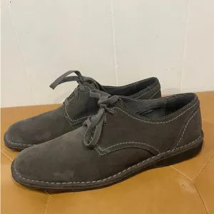 John Varvatos Lace-Up Oxford Shoes Mens Size‎ 12M Gray Suede Leather Plain Toe