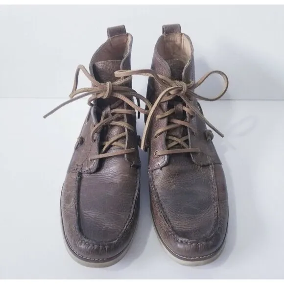 John Varvatos Shoes Mens 8.5 Star USA Lugger Boat Boot Lace Up Distressed Ranger