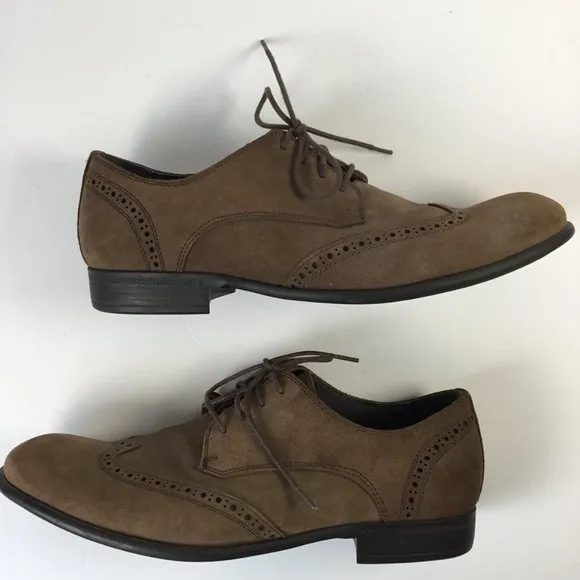 John Varvatos Star USA Brown Men's Size 9.5 M Suede Wingtip Oxford Shoes