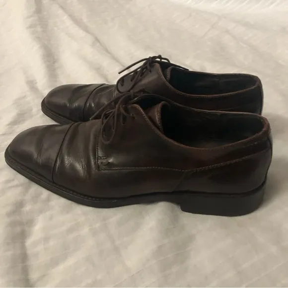 Johnston &amp; Murphy Dress Shoes Men's Black Leather Oxford Lace-up Cap Toe - US 11